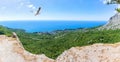 Foros resort town panorama, view from the Crimean mountains, Crimea, Ukraine