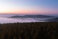 Forrest in Czech republics mountains at sunset