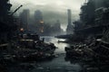 Forsaken cityscape: a dystopian journey, Generative AI Royalty Free Stock Photo