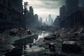 Forsaken cityscape: a dystopian journey, Generative AI Royalty Free Stock Photo