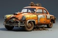 Forsaken Rusty abandoned car concept. Generate Ai