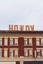 Forsyth, Montana - August 26, 2021: The classic rooftop sign of the historical Howdy Hotel