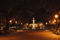 Forsyth Park Fountain at night in the city of Savannah, GA Royalty Free Stock Photo