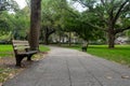 Forsythe Park in Savannah, Georgia, on a partly cloudy day Royalty Free Stock Photo