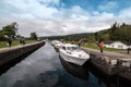 Boats on Caledonian canal at Fort Augustus in Scotland
