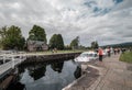 Boats on Caledonian canal at Fort Augustus in Scotland