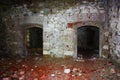 Fort Bastione, a nineteenth-century military fortress, abandoned to the neglect of nature. distressing stone construction inside Royalty Free Stock Photo