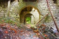 Fort Bastione, a nineteenth-century military fortress, abandoned to the neglect of nature. distressing stone construction inside Royalty Free Stock Photo