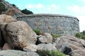 Fort battlement with sky background