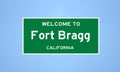 Fort Bragg, California city limit sign. Town sign from the USA.