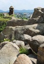 Fort corner tower with rocks