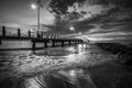 Fort De Soto Gulf Pier after Sunset Tierra Verde, Florida Black Royalty Free Stock Photo