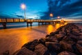 Fort De Soto Gulf Pier after Sunset Tierra Verde, Florida Royalty Free Stock Photo