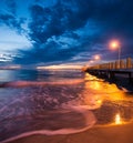 Fort De Soto Gulf Pier after Sunset Tierra Verde, Florida Royalty Free Stock Photo