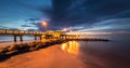 Fort De Soto Gulf Pier after Sunset Tierra Verde, Florida Royalty Free Stock Photo