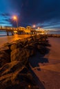 Fort De Soto Gulf Pier after Sunset Tierra Verde, Florida Verti Royalty Free Stock Photo