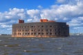 Fort `Emperor Alexander I`. Plague Fort in the gulf of Finland of the Baltic sea. Kronstadt, South fairway.