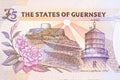 Fort Grey and Hanois lighthouse 1862 from Guernsey pounds