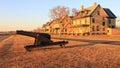 Fort Hancock, 10-inch Rodman gun in front of Officers` Quarters Row, Sandy Hook, NJ