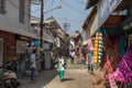 Busy street in the Indian town of Fort Kochi