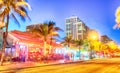 Fort Lauderdale Beach Boulevard and Buildings at dusk, Florida