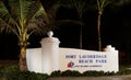 Fort Lauderdale Beach Park welcome sign at night Royalty Free Stock Photo