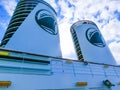 Fort Lauderdale - December 1, 2019: Pipes on the Upper deck of Holland America cruise ship Eurodam at seaport Port Everglades at Royalty Free Stock Photo