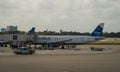 JetBlue plane on tarmac at Fort Lauderdale - Hollywood International Airport Royalty Free Stock Photo