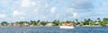 FORT LAUDERDALE, FLORIDA - September 20, 2019: Panorama of mansions in Fort Lauderdale from the canal