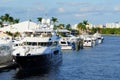Fort Lauderdale, Florida, U.S - November 18, 2018 - A luxury boat docked by the bay