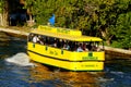 Fort Lauderdale, Florida, U.S - November 18, 2018 - Riverwalk Water Taxi cruising with tourists on the canal