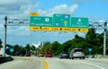 Fort Lauderdale, Florida, U.S - November 18, 2018 - Road signs on the highway to Route 1 North to Fort Lauderdale, Interstate 95 Royalty Free Stock Photo