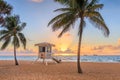 Fort Lauderdale, Florida, USA beach and life guard tower Royalty Free Stock Photo
