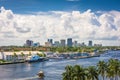 Fort Lauderdale, Florida, USA skyline on the river Royalty Free Stock Photo