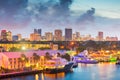 Fort Lauderdale, Florida, USA skyline and river Royalty Free Stock Photo