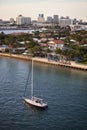 Fort Lauderdale Homes and Skyline with Sailboat Royalty Free Stock Photo