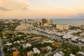 Fort Lauderdale international boat show at twilight shot with an aerial drone