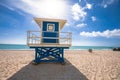 Fort Lauderdale sand beach and lifeguard tower view Royalty Free Stock Photo