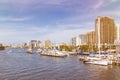 Fort Lauderdale skyline downtown Florida city town marina boats Royalty Free Stock Photo