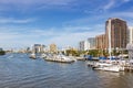 Fort Lauderdale skyline Florida downtown city marina boats Royalty Free Stock Photo