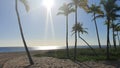 Fort Lauderdale Sunrise, With Palm Trees, Empty Beach and Calm Ocean in The Backround Royalty Free Stock Photo