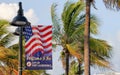 Fort Lauderdale welcome flag sign in broward county Florida, a1a ocean drive Royalty Free Stock Photo