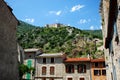 Fort Liberia overlooking the pretty walled town of Villfranche de Conflent Royalty Free Stock Photo