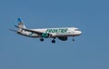 FORT MYERS, FLORIDA, USA - 27 FEB 2024. Frontier N704FR Airbus A321-211 landing at Southwest Florida Royalty Free Stock Photo