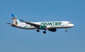 FORT MYERS, FLORIDA, USA - 27 FEB 2024. Frontier N704FR Airbus A321-211 landing at Southwest Florida Royalty Free Stock Photo