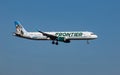 FORT MYERS, FLORIDA, USA - 27 FEB 2024. Frontier N704FR Airbus A321-211 landing at Southwest Florida Royalty Free Stock Photo