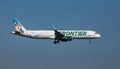 FORT MYERS, FLORIDA, USA - 27 FEB 2024. Frontier N704FR Airbus A321-211 landing at Southwest Florida Royalty Free Stock Photo