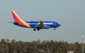 FORT MYERS, FLORIDA, USA - 27 FEB 2024. Southwest Airlines N406WN Boeing 737-7H4 landing at Southwest Florida International Royalty Free Stock Photo