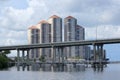 Fort Myers Skyline and Caloosahatchee Bridge Royalty Free Stock Photo