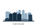 Fort Myers skyline, monochrome silhouette.